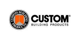 A logo of custom building products