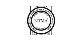 A black and white image of the national terrazzo & mosaic association logo.