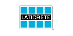 A blue and black logo for laticrete.