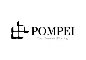 A black and white logo of pompeii tile.